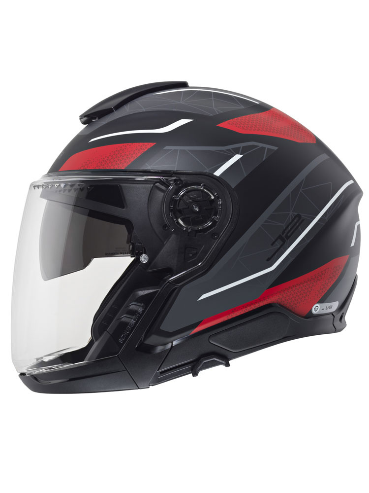 Zestaw: Kask otwarty Schuberth J2 Sigma czarno-szaro-czerwony + dedykowany interkom motocyklowy + Gratisy