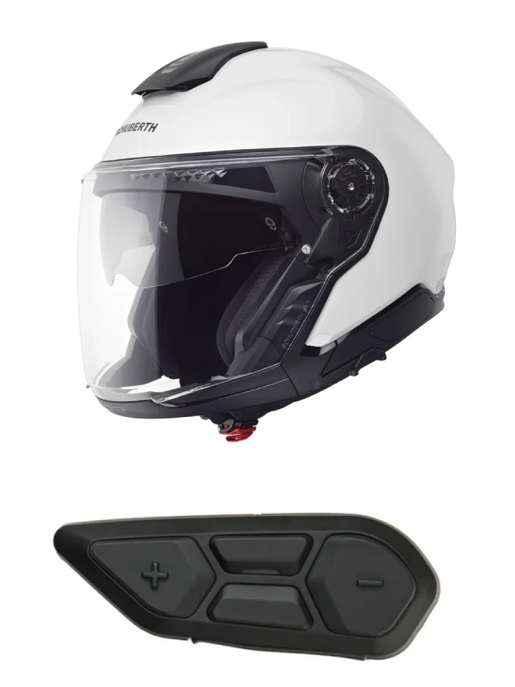 Zestaw: Kask otwarty Schuberth J2 biały + dedykowany interkom motocyklowy + Gratisy