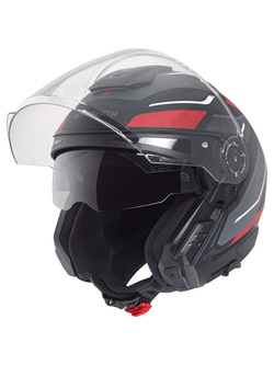 Zestaw: Kask otwarty Schuberth J2 Sigma czarno-szaro-czerwony + dedykowany interkom motocyklowy + Gratisy