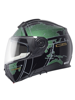 Zestaw: kask szczękowy Schuberth C5 Globe zielono-czarny + dedykowany interkom motocyklowy + Gratisy