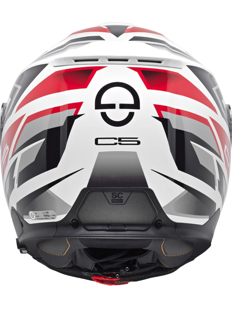 Zestaw: Kask szczękowy Schuberth C5 Zenith biało-czarno-czerwony połysk + dedykowany interkom motocyklowy + Gratisy