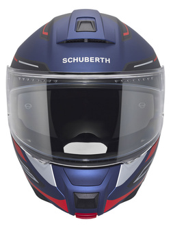 Zestaw: kask szczękowy Schuberth C5 Omega niebiesko-czarno-czerwony + dedykowany interkom motocyklowy + Gratisy