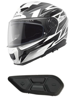 Zestaw: Kask integralny Schuberth S3 Thunder czarno-biały połysk + dedykowany interkom motocyklowy + Gratisy