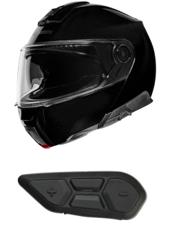 Zestaw: kask szczękowy Schuberth C5 czarny połysk + dedykowany interkom motocyklowy+ Gratisy