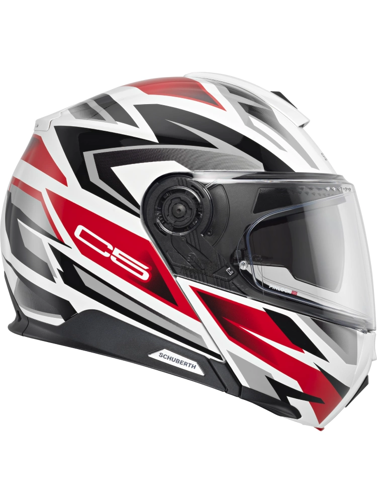 Zestaw: Kask szczękowy Schuberth C5 Zenith biało-czarno-czerwony połysk + dedykowany interkom motocyklowy + Gratisy