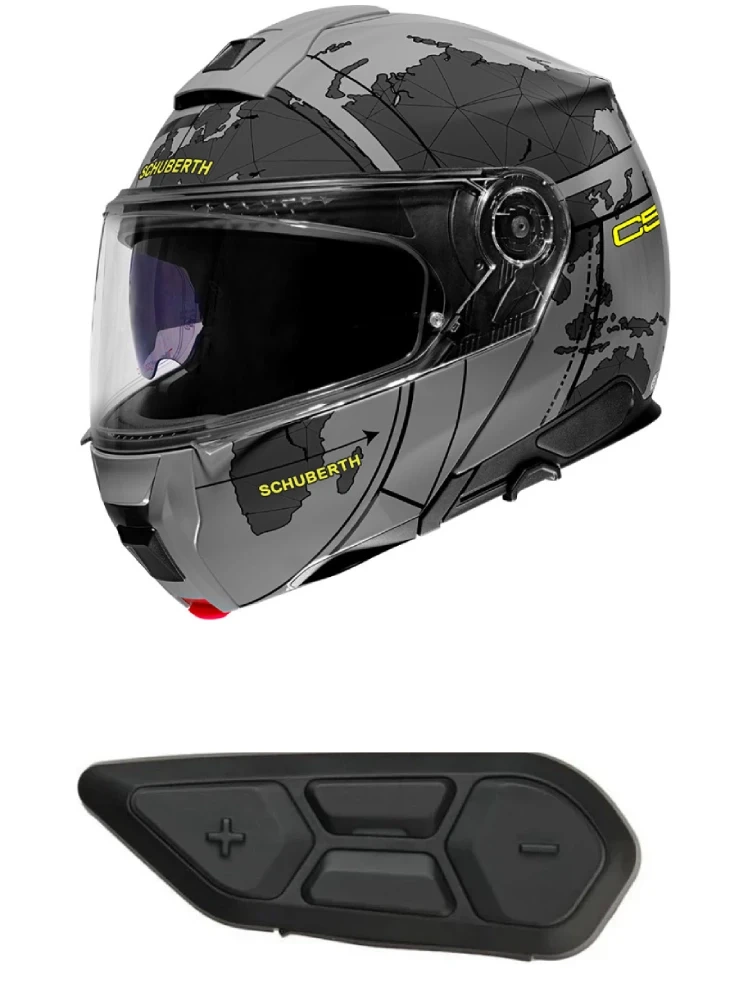 Zestaw: kask szczękowy Schuberth C5 Globe szary + dedykowany interkom motocyklowy + Gratisy