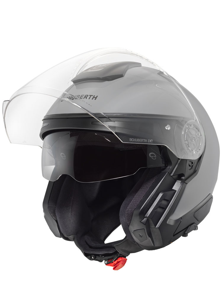 Zestaw: Kask otwarty Schuberth J2 szary + dedykowany interkom motocyklowy + Gratisy