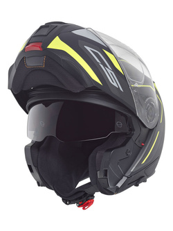 Zestaw: kask szczękowy Schuberth C5 Omega czarno-biało-żółty + dedykowany interkom motocyklowy + Gratisy