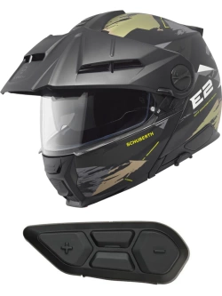 Zestaw: Kask szczękowy Schuberth E2 Trail czarno-zielony połysk + dedykowany interkom motocyklowy + Gratisy