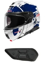 Zestaw: kask szczękowy Schuberth C5 Globe niebieski + dedykowany interkom motocyklowy + Gratisy