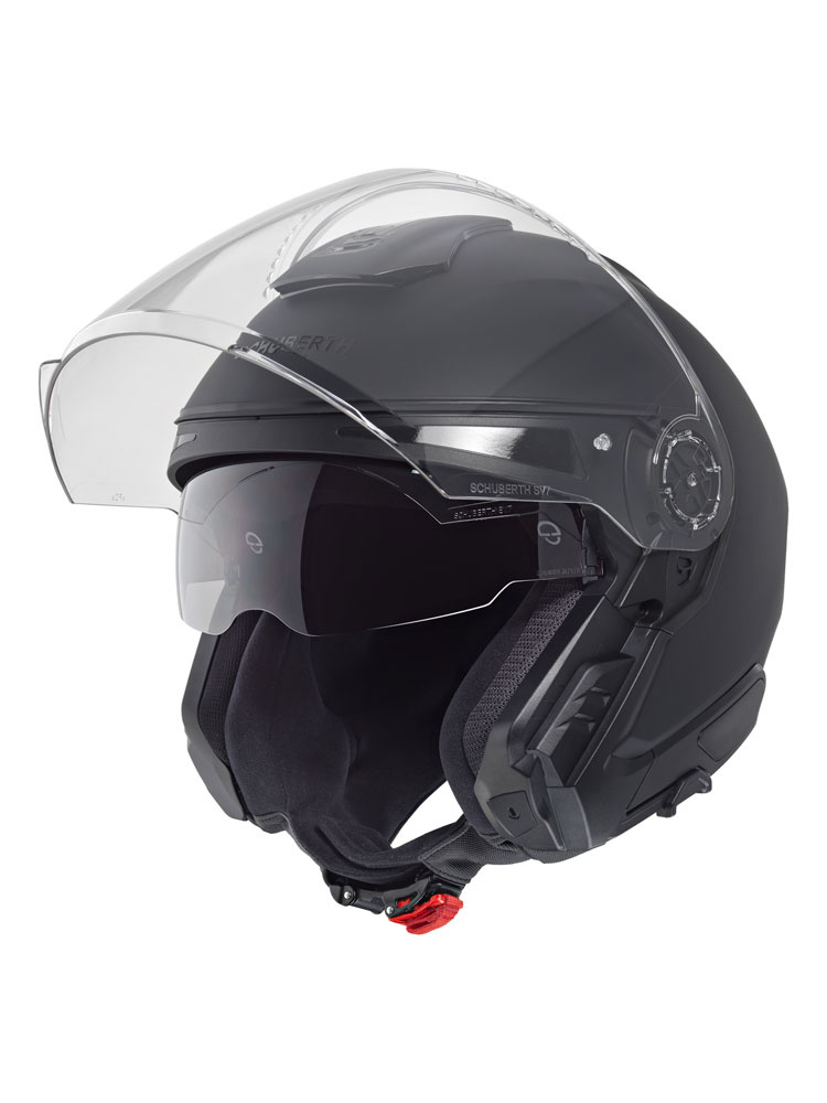 Zestaw: Kask otwarty Schuberth J2 czarny matowy + dedykowany interkom motocyklowy + Gratisy