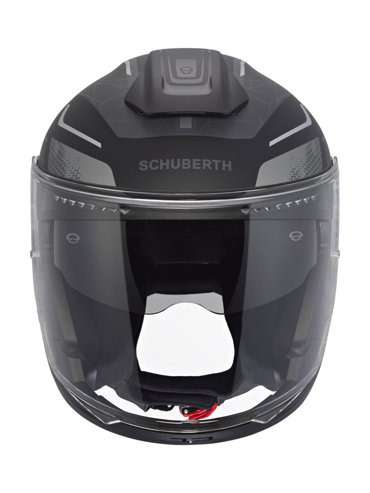 Zestaw: Kask otwarty Schuberth J2 Sigma czarno-szary + dedykowany interkom motocyklowy + Gratisy