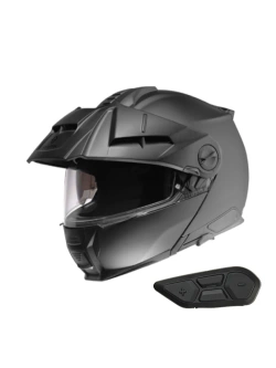 Zestaw: kask szczękowy Schuberth E2 czarny matowy + dedykowany interkom motocyklowy + Gratisy