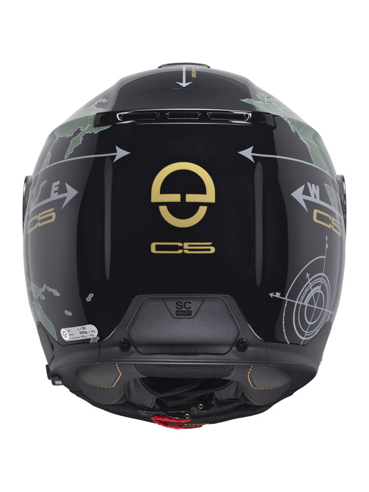 Zestaw: kask szczękowy Schuberth C5 Globe zielono-czarny + dedykowany interkom motocyklowy + Gratisy