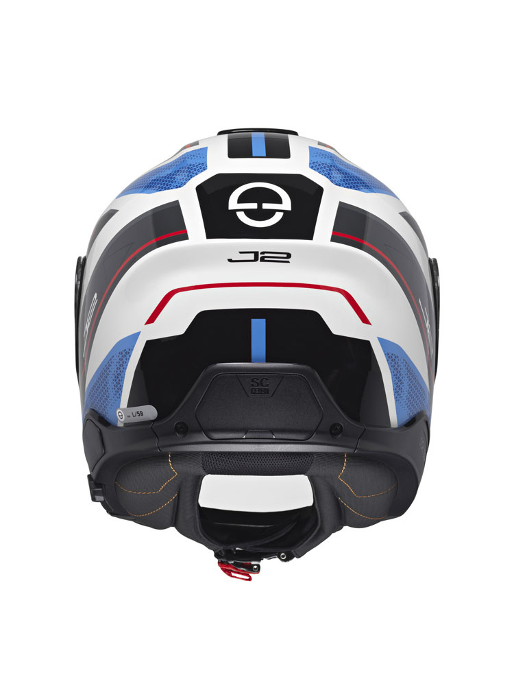 Zestaw: Kask otwarty Schuberth J2 Sigma czarno-biało-niebieski + dedykowany interkom motocyklowy + Gratisy