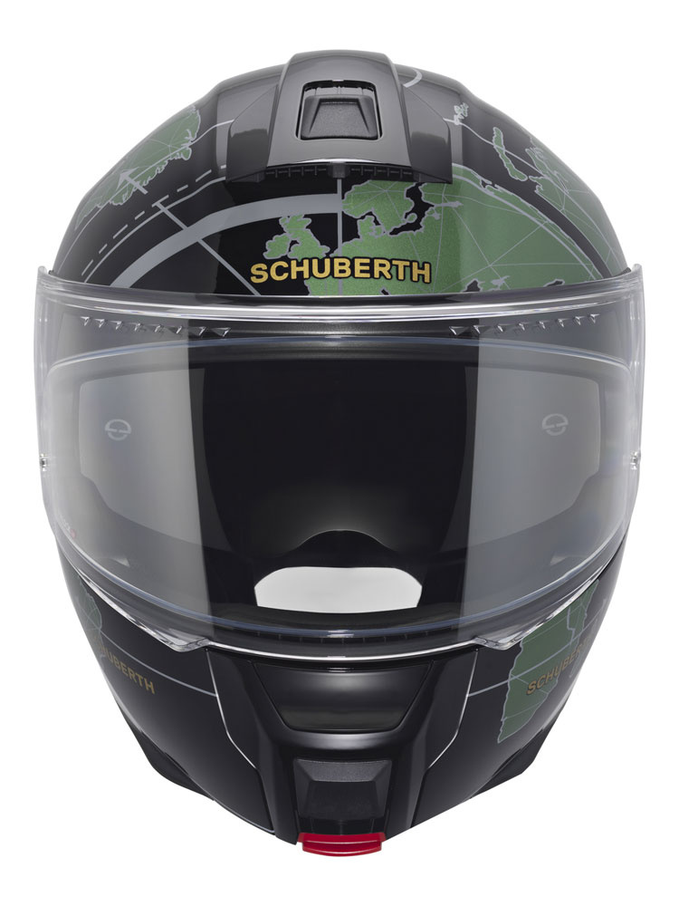 Zestaw: kask szczękowy Schuberth C5 Globe zielono-czarny + dedykowany interkom motocyklowy + Gratisy