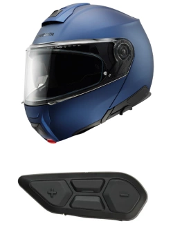 Zestaw: kask szczękowy Schuberth C5 niebieski matowy + dedykowany interkom motocyklowy + Gratisy