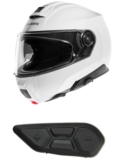 Zestaw: kask szczękowy Schuberth C5 biały połysk + dedykowany interkom motocyklowy + Gratisy