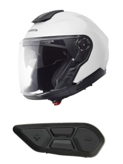 Zestaw: Kask otwarty Schuberth J2 biały + dedykowany interkom motocyklowy + Gratisy