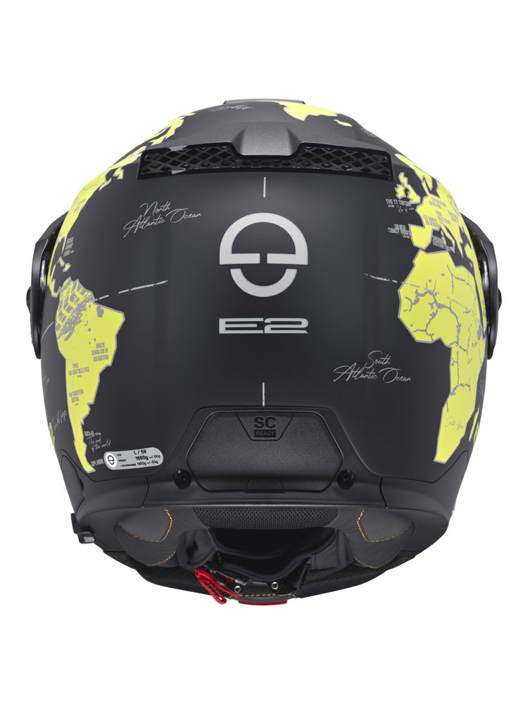 Zestaw: kask szczękowy Schuberth E2 Atlas czarno-zółty + dedykowany interkom motocyklowy + Gratisy