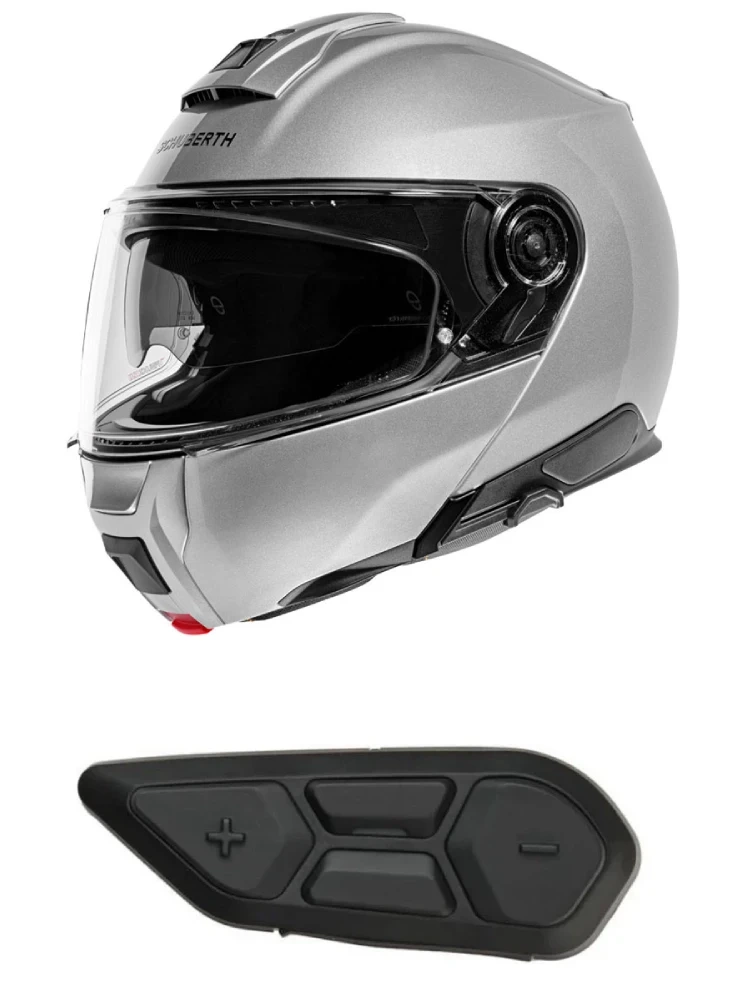 Zestaw: kask szczękowy Schuberth C5 srebrny połysk + dedykowany interkom motocyklowy + Gratisy