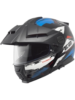Kask szczękowy Schuberth E2 Trail czarno-biało-niebieski matowy + Gratisy