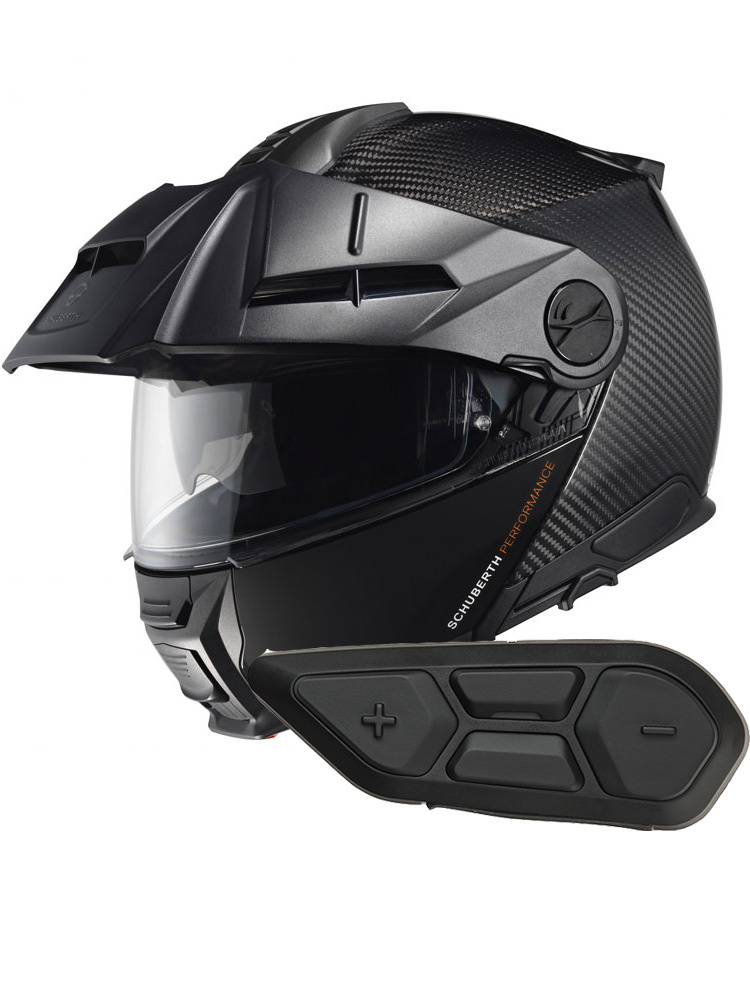 Zestaw: kask szczękowy Schuberth E2 Carbon czarny + dedykowany interkom motocyklowy + Gratisy