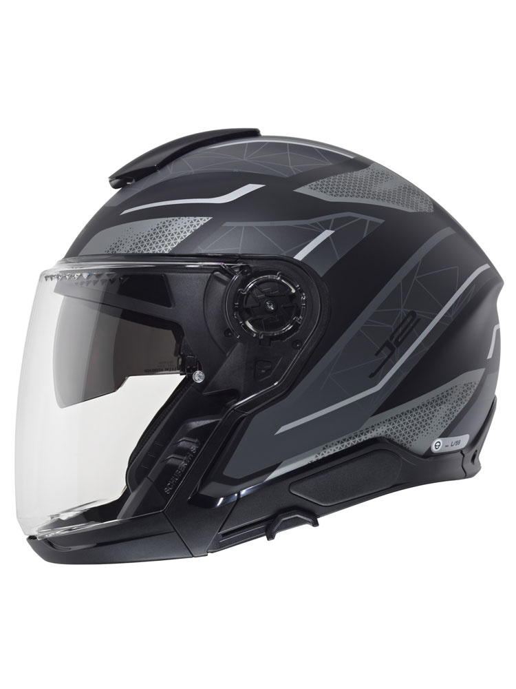 Zestaw: Kask otwarty Schuberth J2 Sigma czarno-szary + dedykowany interkom motocyklowy + Gratisy