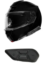 Zestaw: kask szczękowy Schuberth C5 czarny połysk + dedykowany interkom motocyklowy+ Gratisy