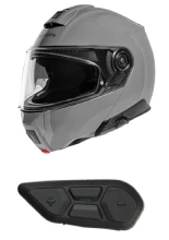 Zestaw: kask szczękowy Schuberth C5 Concrete szary + dedykowany interkom motocyklowy + Gratisy