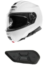 Zestaw: kask szczękowy Schuberth C5 biały połysk + dedykowany interkom motocyklowy + Gratisy