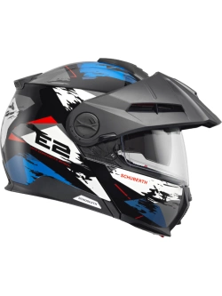 Kask szczękowy Schuberth E2 Trail czarno-biało-niebieski matowy + Gratisy