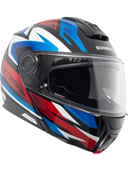 Zestaw: Kask szczękowy Schuberth C5 Zenith czarno-niebiesko-czerwony połysk + dedykowany interkom motocyklowy + Gratisy