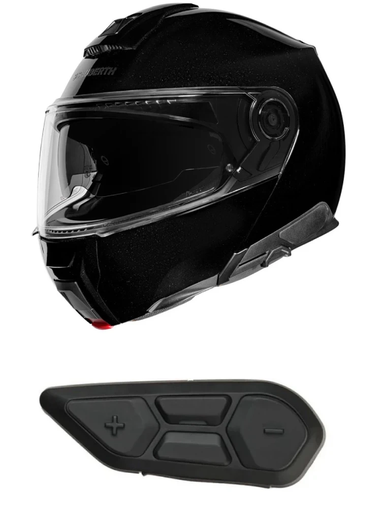 Zestaw: kask szczękowy Schuberth C5 czarny połysk + dedykowany interkom motocyklowy+ Gratisy