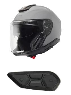 Zestaw: Kask otwarty Schuberth J2 szary + dedykowany interkom motocyklowy + Gratisy