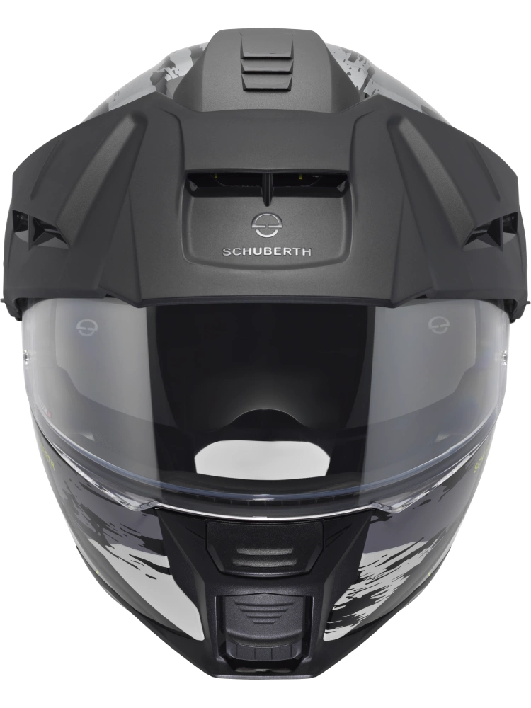 Zestaw: Kask szczękowy Schuberth E2 Trail czarno-szaro-żółty matowy + dedykowany interkom motocyklowy + Gratisy