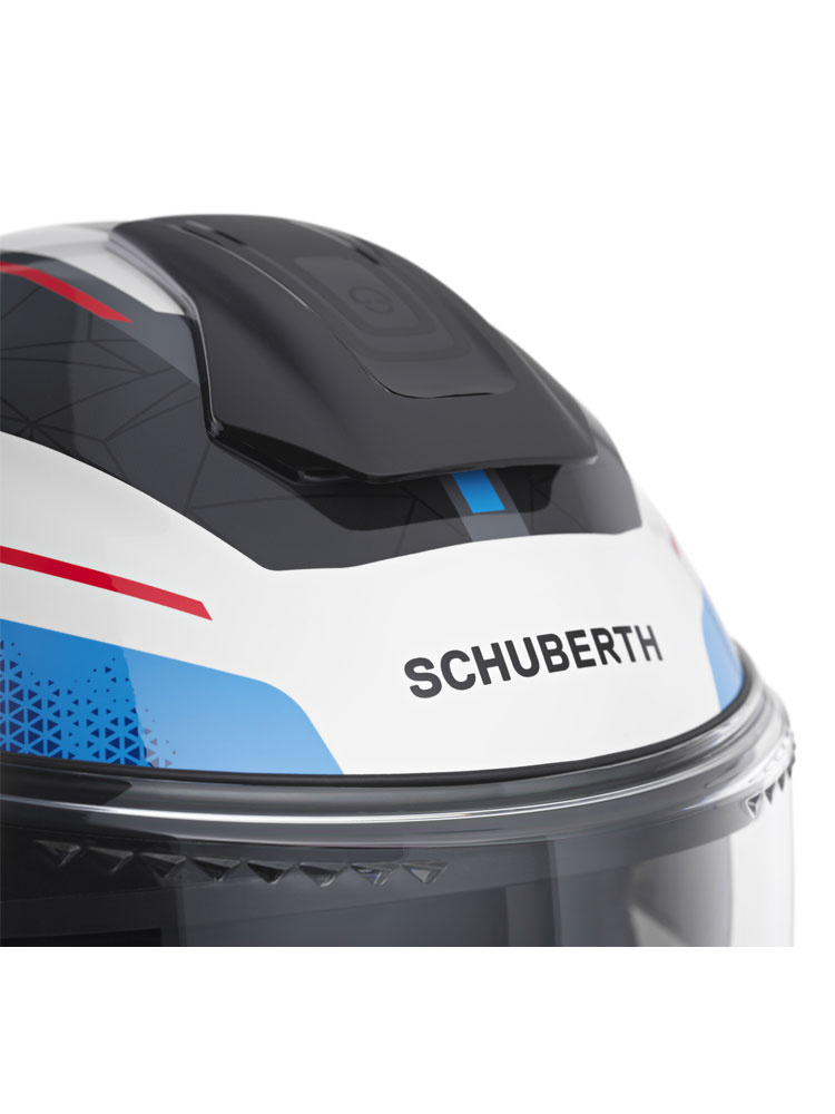 Zestaw: Kask otwarty Schuberth J2 Sigma czarno-biało-niebieski + dedykowany interkom motocyklowy + Gratisy