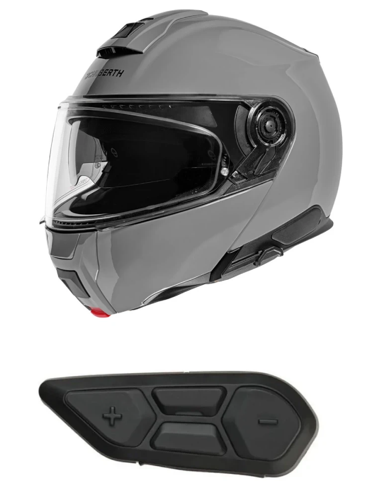 Zestaw: kask szczękowy Schuberth C5 Concrete szary + dedykowany interkom motocyklowy + Gratisy